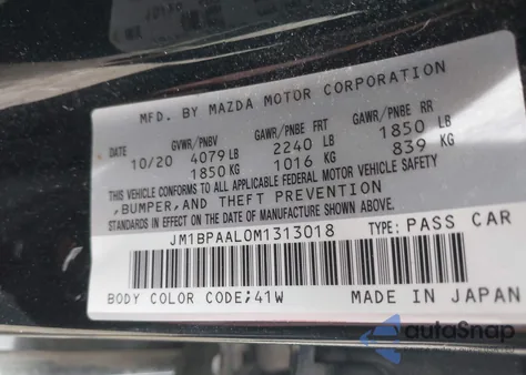 2021 Mazda Mazda3 2.5 S из США, поврежденный, VIN JM1BPAAL0M1313018